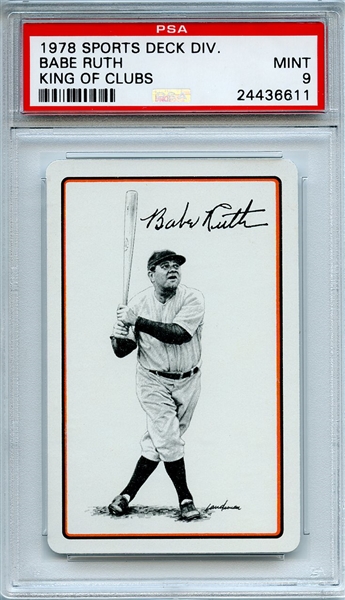 1978 SPORTS DECK DIVISON BABE RUTH  BABE RUTH KING OF CLUBS PSA MINT 9