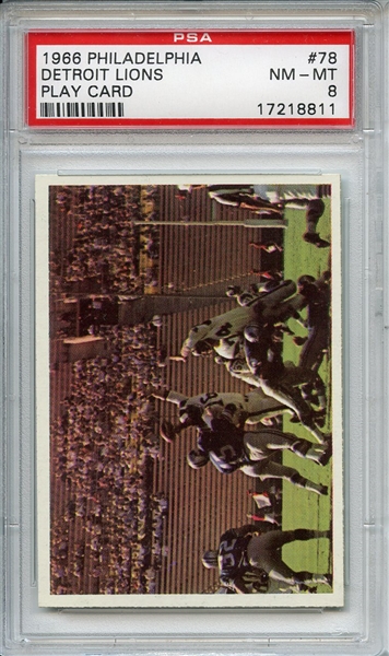 1966 PHILADELPHIA 78 DETROIT LIONS PLAY CARD PSA NM-MT 8