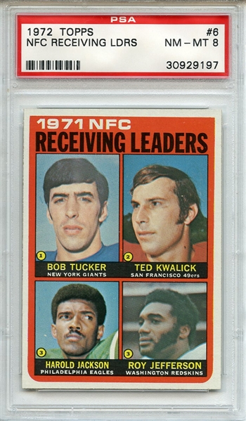 1972 TOPPS 6 NFC RECEIVING LDRS PSA NM-MT 8
