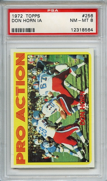 1972 TOPPS 256 DON HORN IN ACTION PSA NM-MT 8