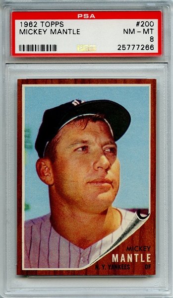 1962 TOPPS 200 MICKEY MANTLE PSA NM-MT 8