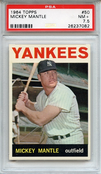 1964 TOPPS 50 MICKEY MANTLE PSA NM+ 7.5