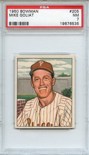 1950 BOWMAN 205 MIKE GOLIAT WITHOUT COPYRIGHT PSA NM 7