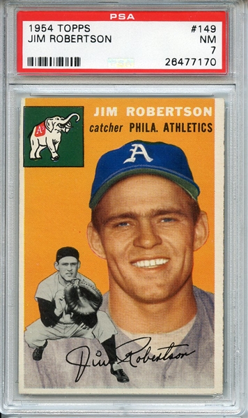 1954 TOPPS 149 JIM ROBERTSON PSA NM 7