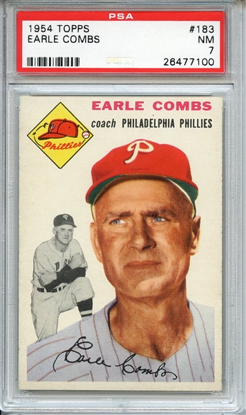 1954 TOPPS 183 EARLE COMBS PSA NM 7