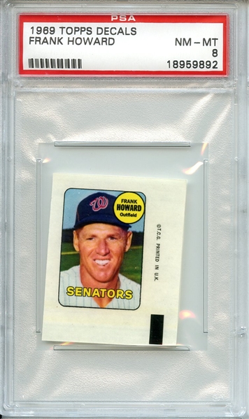 1969 TOPPS DECALS FRANK HOWARD PSA NM-MT 8