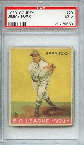 1933 GOUDEY 29 JIMMY FOXX PSA EX 5