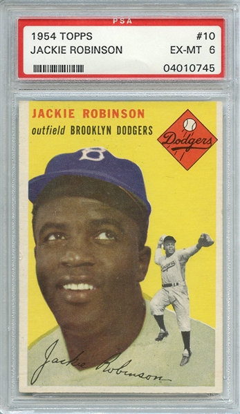 1954 TOPPS 10 JACKIE ROBINSON PSA EX-MT 6