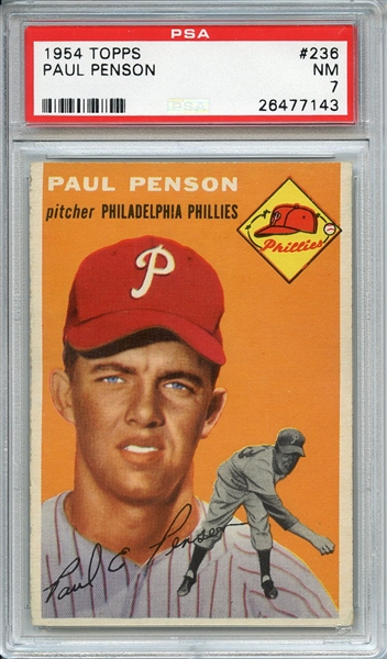 1954 TOPPS 236 PAUL PENSON PSA NM 7