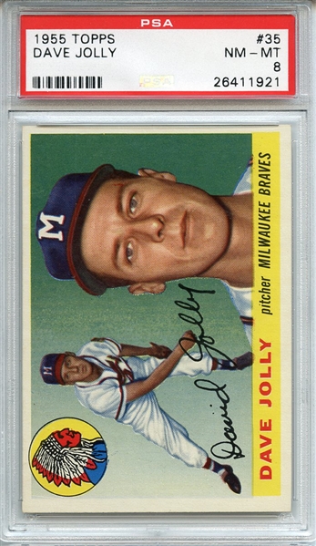 1955 TOPPS 35 DAVE JOLLY PSA NM-MT 8