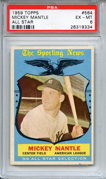 1959 TOPPS 564 MICKEY MANTLE ALL STAR PSA EX-MT 6
