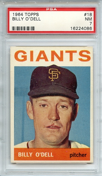 1964 TOPPS 18 BILLY O'DELL PSA NM 7