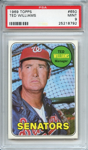 1969 TOPPS 650 TED WILLIAMS PSA MINT 9
