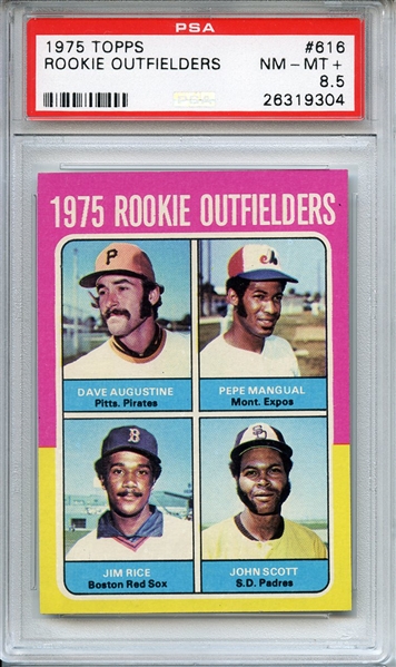 1975 TOPPS 616 ROOKIE OUTFIELDERS PSA NM-MT+ 8.5
