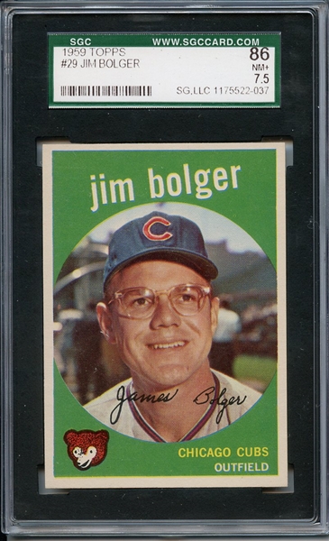 1959 TOPPS 29 JIM BOLGER SGC NM+ 86 / 7.5