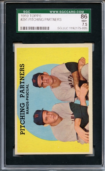 1959 TOPPS 291 PITCHING PARTNERS SGC NM+ 86 / 7.5
