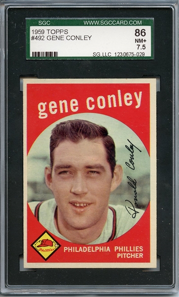 1959 TOPPS 492 GENE CONLEY SGC NM+ 86 / 7.5