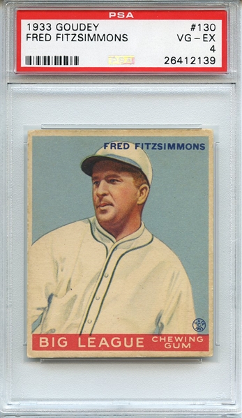 1933 GOUDEY 130 FRED FITZSIMMONS PSA VG-EX 4