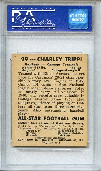 1948 LEAF 29 CHARLEY TRIPPI PSA EX-MT 6