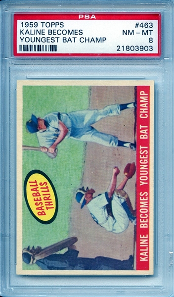 1959 TOPPS 463 KALINE BECOMES YOUNGEST BAT CHAMP PSA NM-MT 8