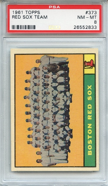 1961 TOPPS 373 RED SOX TEAM PSA NM-MT 8