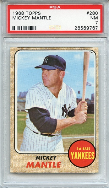 1968 TOPPS 280 MICKEY MANTLE PSA NM 7
