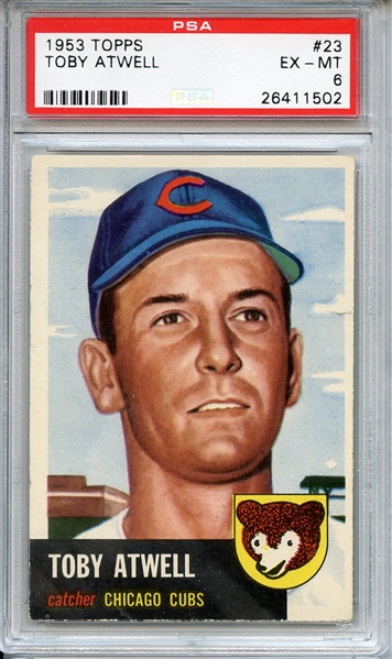 1953 TOPPS 23 TOBY ATWELL PSA EX-MT 6