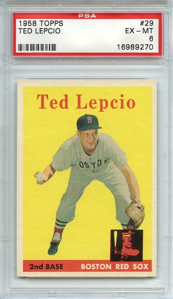 1958 TOPPS 29 TED LEPCIO PSA EX-MT 6