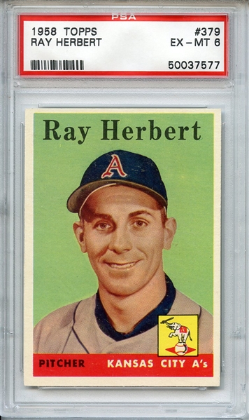 1958 TOPPS 379 RAY HERBERT PSA EX-MT 6
