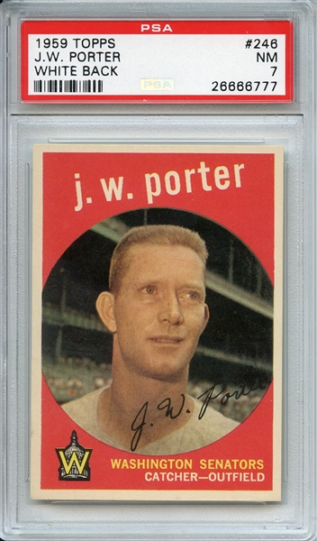 1959 TOPPS 246 J.W. PORTER WHITE BACK PSA NM 7