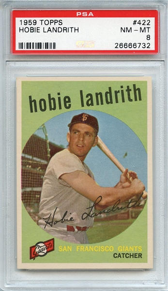1959 TOPPS 422 HOBIE LANDRITH PSA NM-MT 8