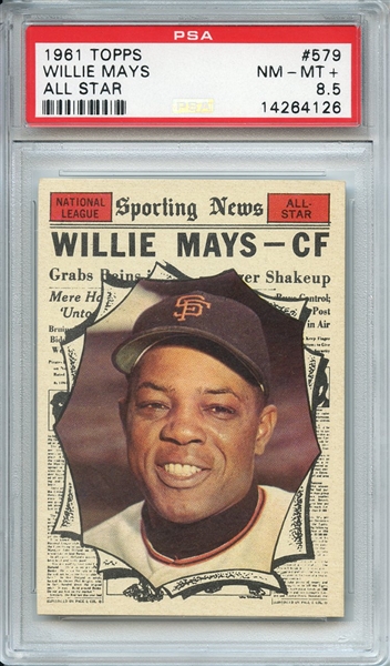 1961 TOPPS 579 WILLIE MAYS ALL STAR PSA NM-MT+ 8.5