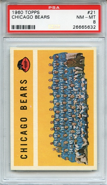 1960 TOPPS 21 CHICAGO BEARS PSA NM-MT 8