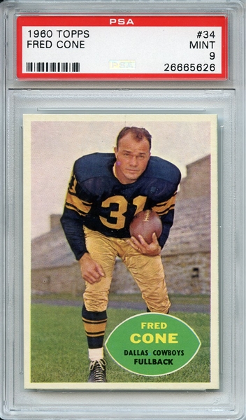 1960 TOPPS 34 FRED CONE PSA MINT 9