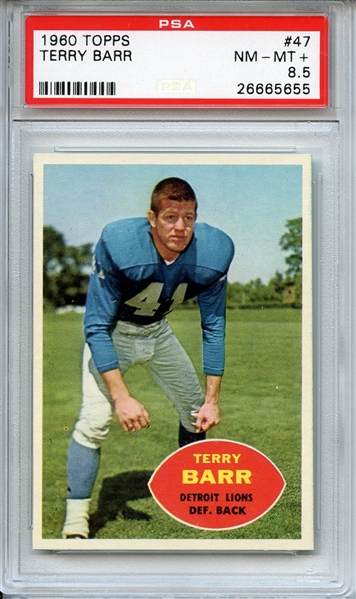 1960 TOPPS 47 TERRY BARR PSA NM-MT+ 8.5