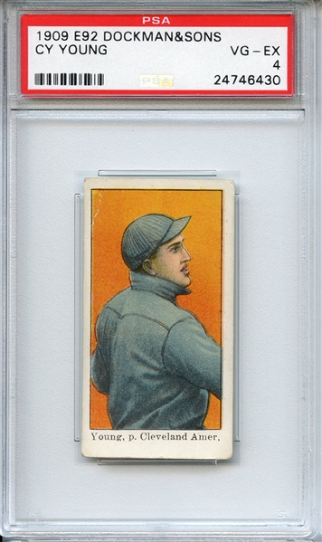 1909 E92 DOCKMAN & SONS CY YOUNG PSA VG-EX 4