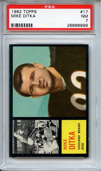 1962 TOPPS 17 MIKE DITKA RC PSA NM 7