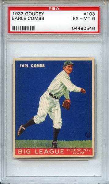 1933 GOUDEY 103 EARLE COMBS PSA EX-MT 6