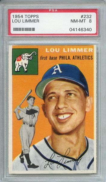 1954 TOPPS 232 LOU LIMMER PSA NM-MT 8