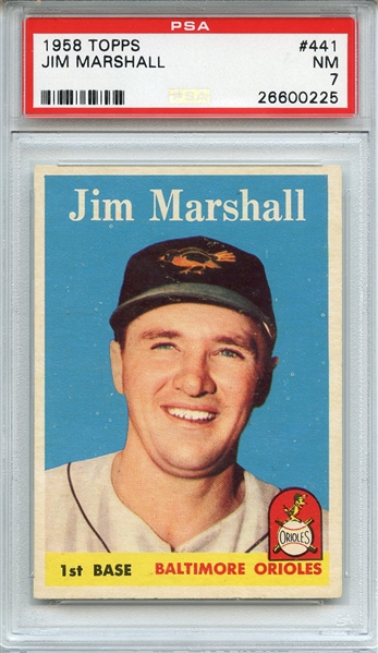1958 TOPPS 441 JIM MARSHALL PSA NM 7