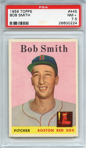 1958 TOPPS 445 BOB SMITH PSA NM+ 7.5