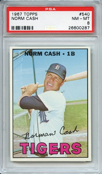 1967 TOPPS 540 NORM CASH PSA NM-MT 8