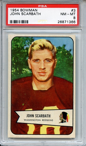 1954 BOWMAN 3 JOHN SCARBATH PSA NM-MT 8