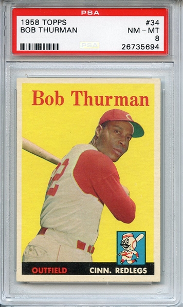 1958 TOPPS 34 BOB THURMAN PSA NM-MT 8