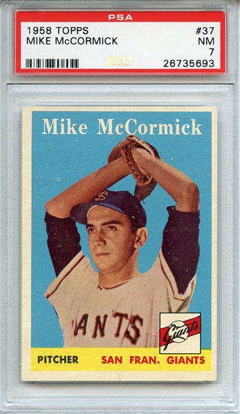 1958 TOPPS 37 MIKE McCORMICK PSA NM 7