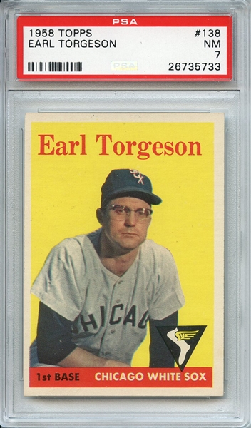 1958 TOPPS 138 EARL TORGESON PSA NM 7