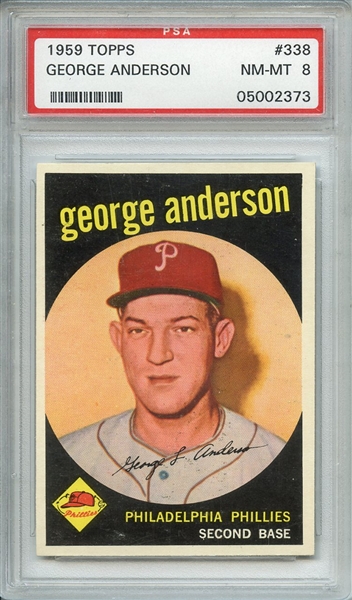 1959 TOPPS 338 GEORGE ANDERSON RC PSA NM-MT 8