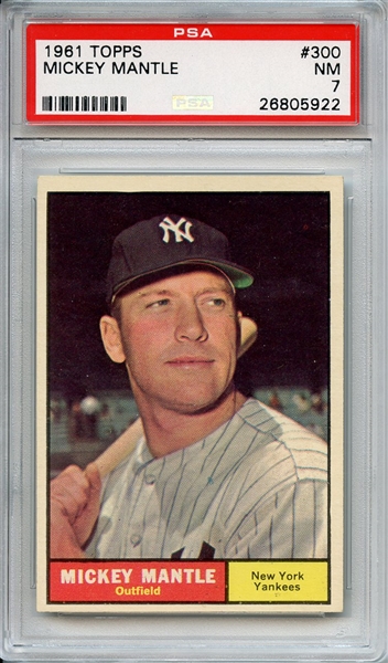 1961 TOPPS 300 MICKEY MANTLE PSA NM 7