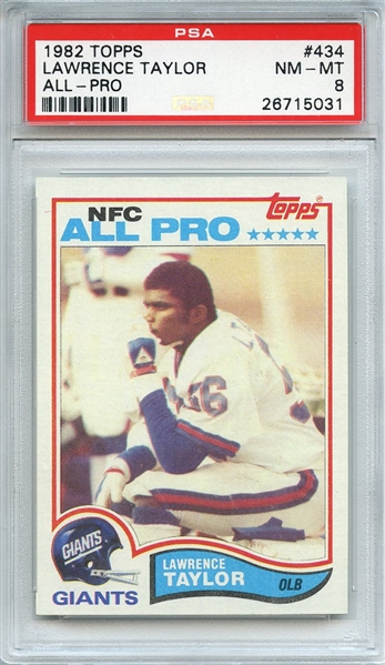 1982 TOPPS 434 LAWRENCE TAYLOR ALL-PRO RC PSA NM-MT 8