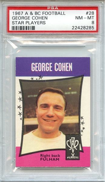 1967 A & BC FOOTBALL STAR PLAYERS 28 GEORGE COHEN STAR PLAYERS PSA NM-MT 8